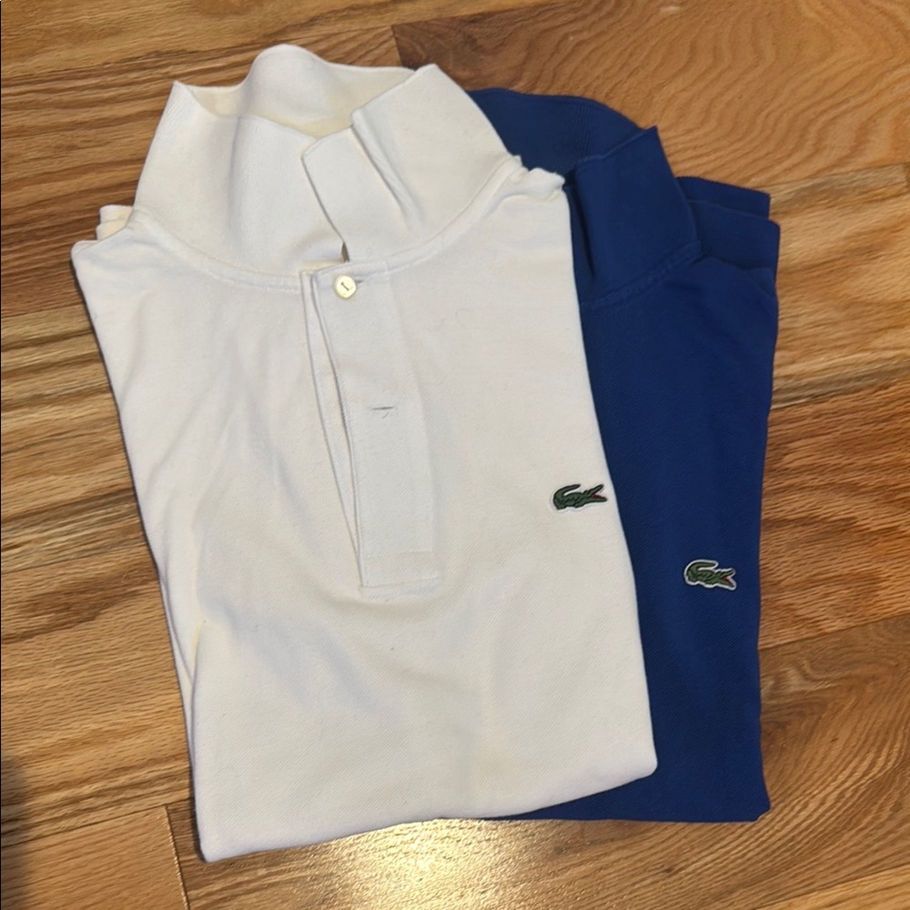 Lacoste Classic White and Blue Polo Shirts